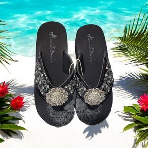 Montana West Black Embellished Women's Sandals